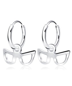 Glasses Shaped Silver Hoop Earring HO-2537